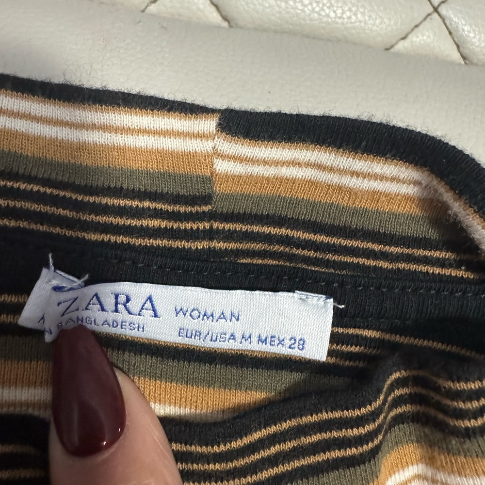 Zara Black and Tan Striped Top - Picture 2 of 2